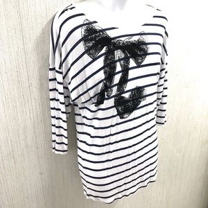 ❤️Divided Womens Pullover Top Size 6 Navy White Mult